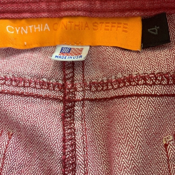 Cynthia Steffe Red Herringbone Fabric Jeans - Picture 4 of 6